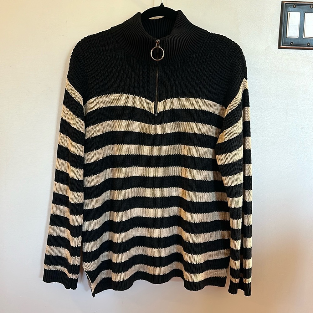 Soya Concept 1/4 Zip Striped Oversized Sweater